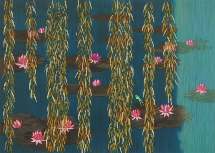 美品 平松礼二「池に舞う蝶」リトグラフ 大作 直筆サイン・印有 古径額 モネ 平松礼二「池にまう蝶」リトグラフ＋セリグラフ :: 絵画買取